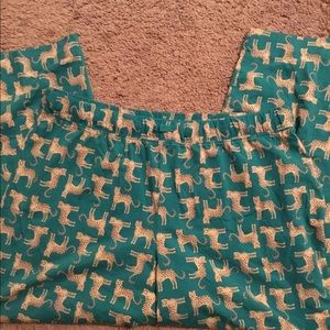 Lounge pants cotton elastic waist leopard print